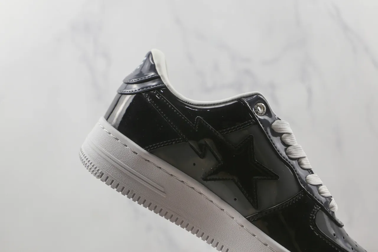 A Bathing Ape BAPE STA चमकदार काला सफेद जीवनशैली स्नीकर 5