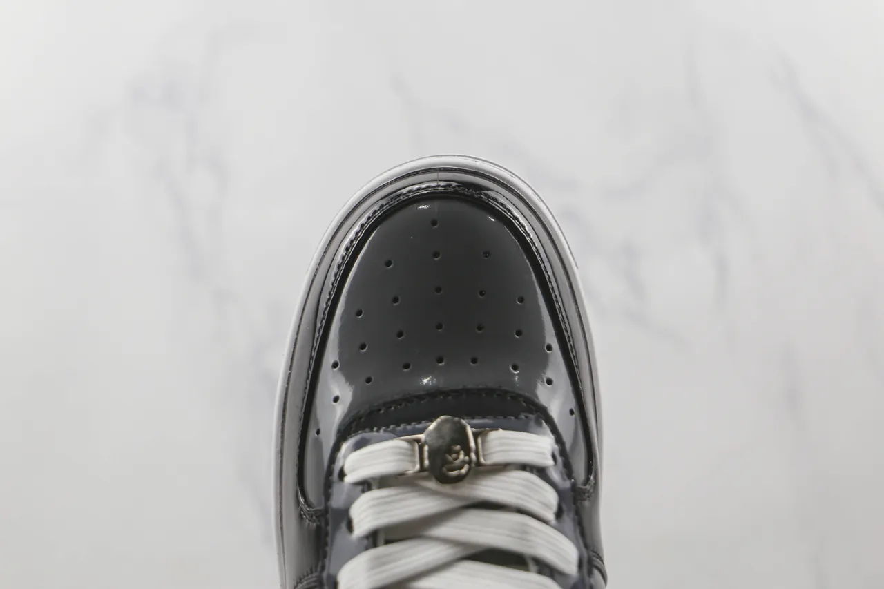 A Bathing Ape BAPE STA चमकदार काला सफेद जीवनशैली स्नीकर 6