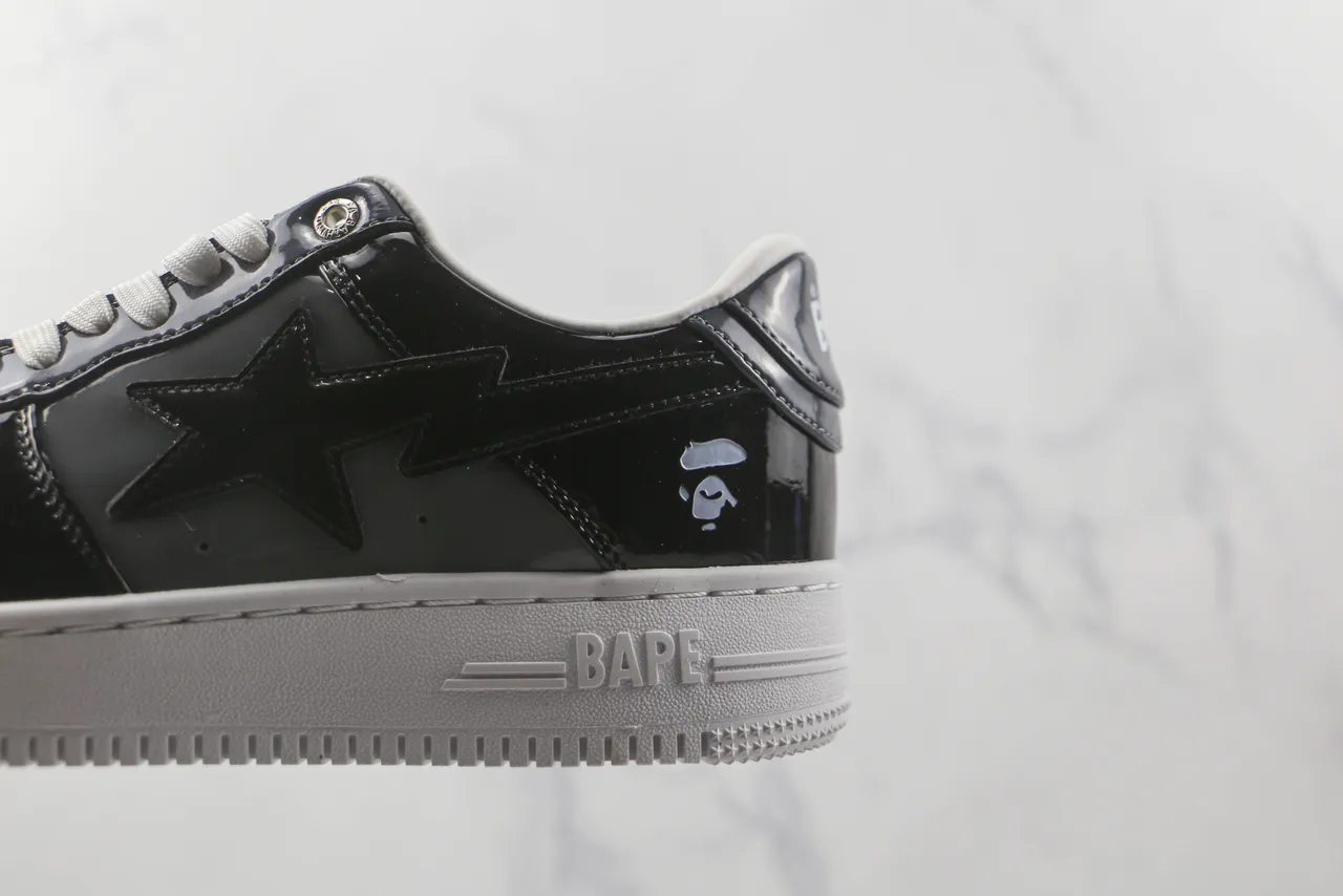 A Bathing Ape BAPE STA चमकदार काला सफेद जीवनशैली स्नीकर 7
