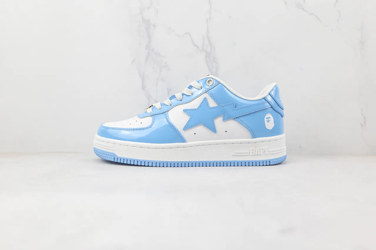 A Bathing Ape BAPE STA سنيكرز لايف ستايل أزرق فاتح باترنت أبيض 4