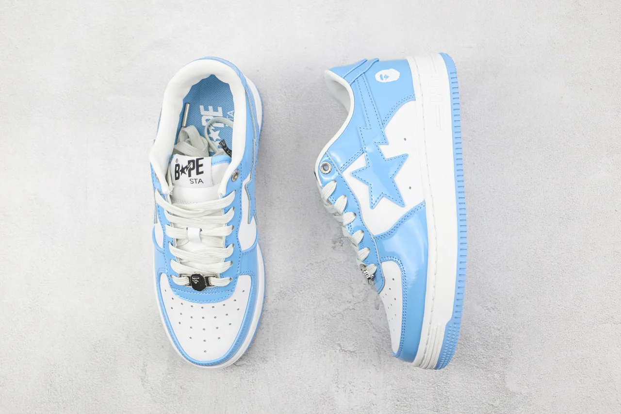 A Bathing Ape BAPE STA سنيكرز لايف ستايل أزرق فاتح باترنت أبيض 6