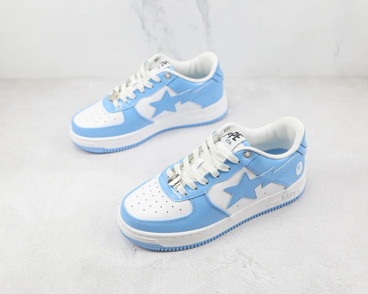 A Bathing Ape BAPE STA سنيكرز لايف ستايل أزرق فاتح باترنت أبيض 7