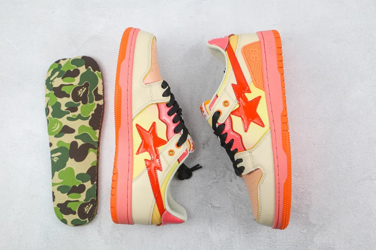 A Bathing Ape BAPE STA Star Lightning Beige Pink Orange Sneakers Lifestyle 2