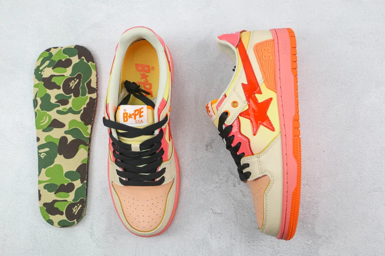 A Bathing Ape BAPE STA Star Lightning Beige Pink Orange Sneakers Lifestyle 3