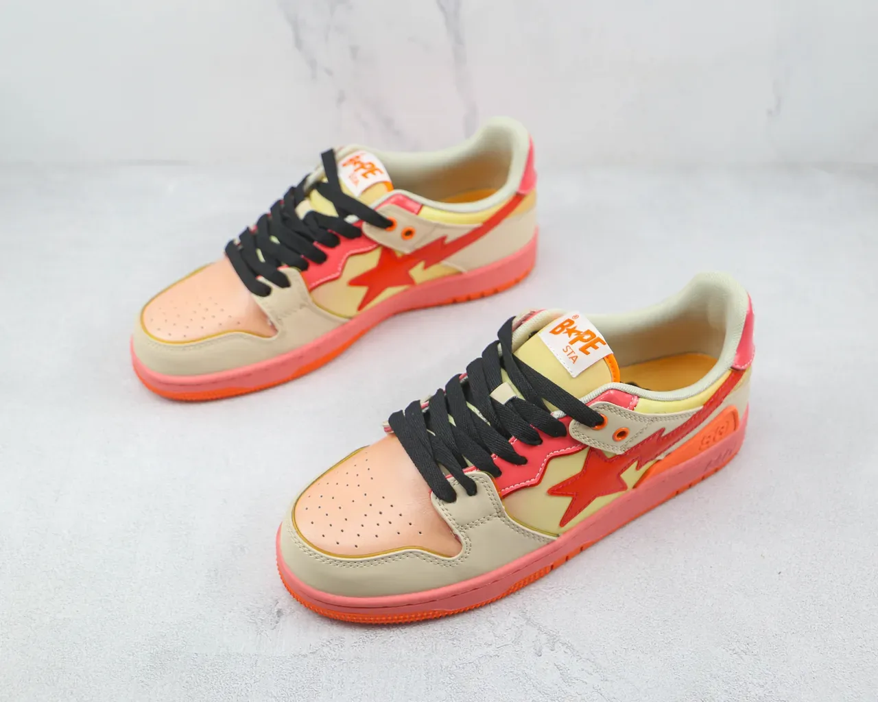 A Bathing Ape BAPE STA Star Lightning Beige Pink Orange Sneakers Lifestyle 4
