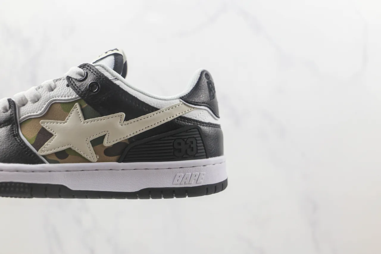 A Bathing Ape Negro Blanco Logo de Estrella y Rayo ABC Camo Panel Zapatos de Skateboard 7