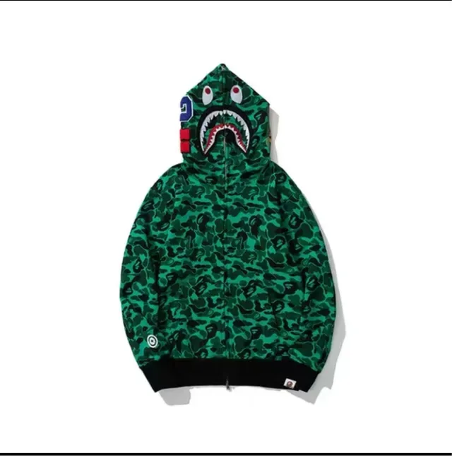 A Bathing Ape Shark Green Black ফুল জিপ হুডি 3