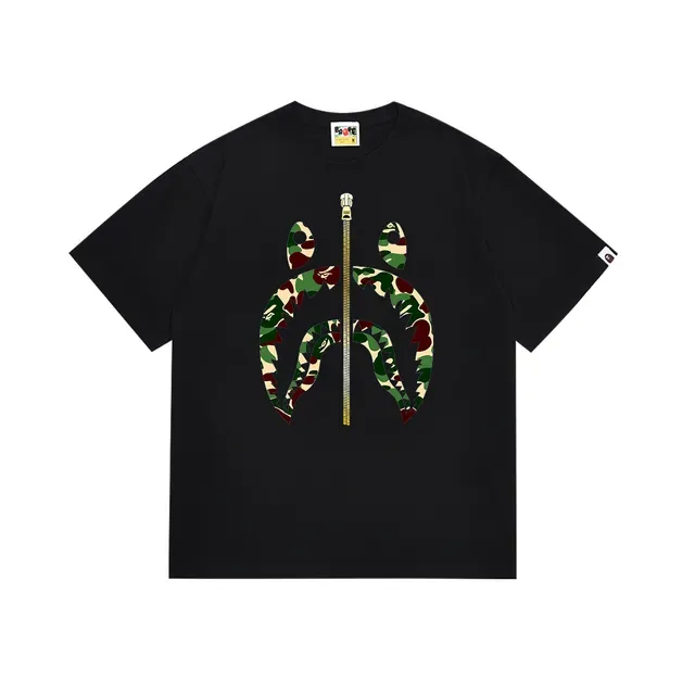 تيشيرت A Bathing Ape Shark Hoodie أبيض وردي بطباعة جرافيك أمامية وتفصيل سحاب ذهبي في الوسط 6