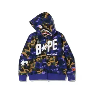 A Bathing Ape Shark Purple Multicolor Hood ABC Camo Print Hoodie