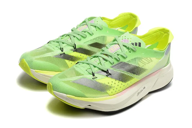 Adidas Adios Pro Green Yellow Engineered Mesh Upper Three-Stripe Synthetic Overlay Running Shoes 6