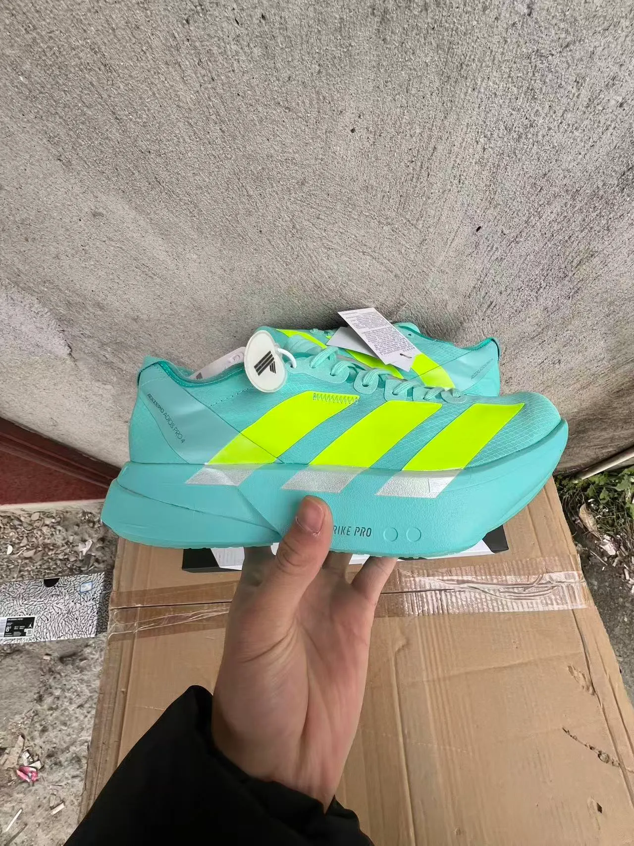 Adidas Adizero Adios Pro 4 Lightstrike Pro Cyan Neon Yellow zapatillas de running 6