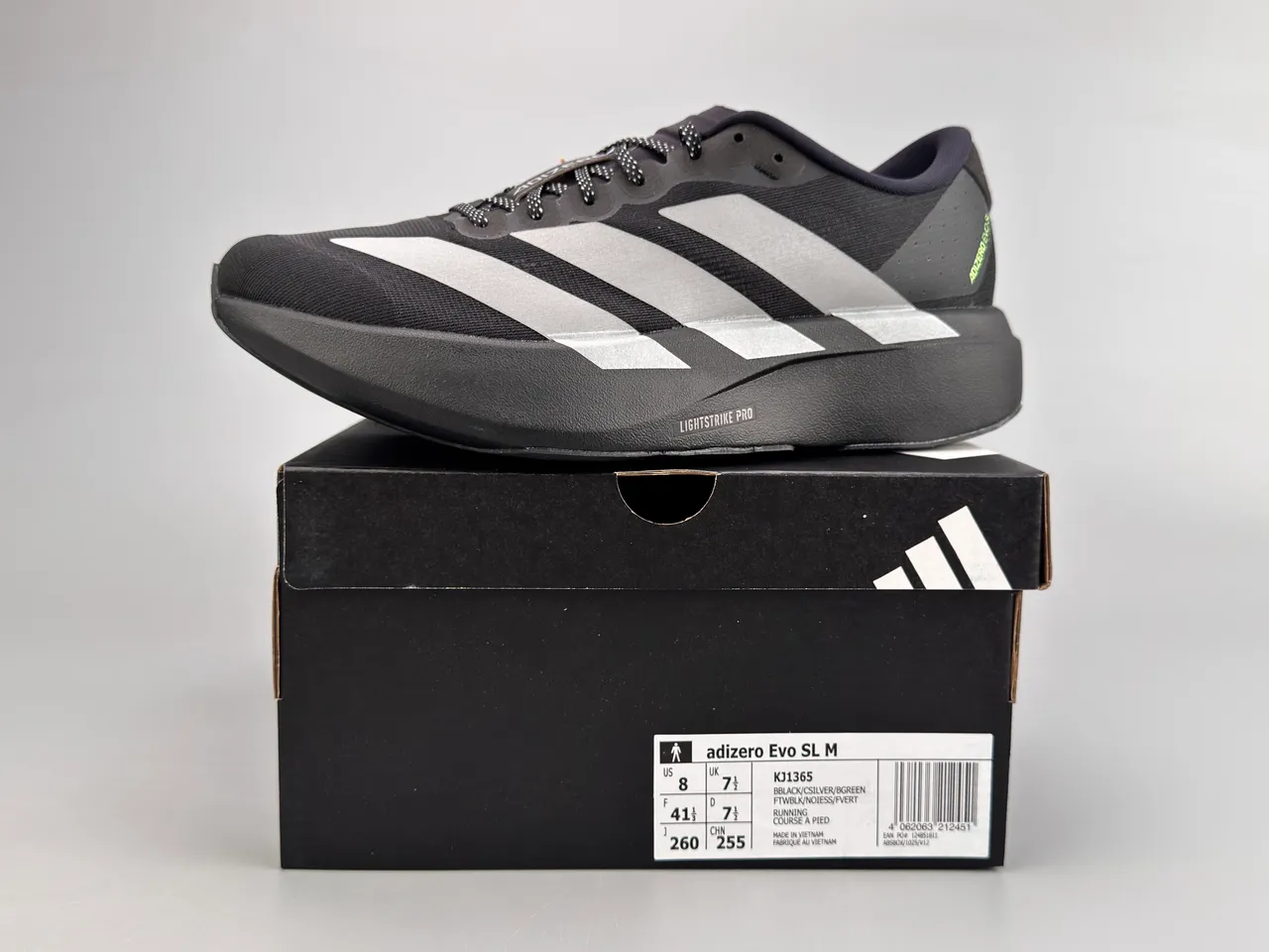 Adidas Adizero Evo.S Black Silver Running Shoes 6