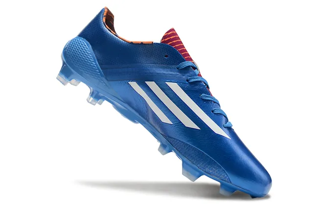 Adidas adizero Superior rosa e azul geométrico branco três listras marca superfície firme sapatos de futebol 9