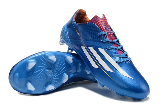 Adidas adizero Superior rosa e azul geométrico branco três listras marca superfície firme sapatos de futebol 11