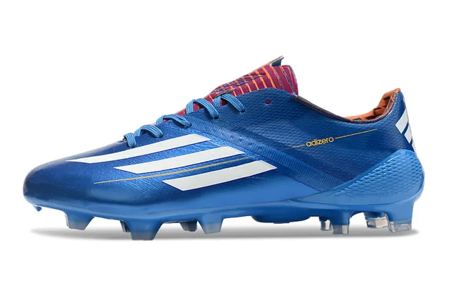 Adidas adizero Superior rosa e azul geométrico branco três listras marca superfície firme sapatos de futebol 15