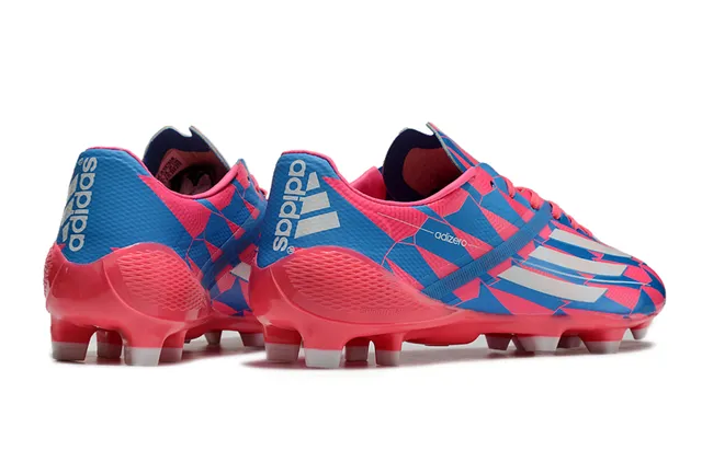 Adidas adizero Superior rosa e azul geométrico branco três listras marca superfície firme sapatos de futebol 19