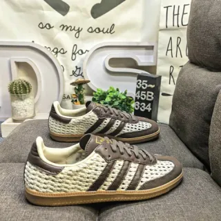 Adidas بيج بني أعلى نسيج منسوج شرائط جلد أحذية رياضية أسلوب الحياة