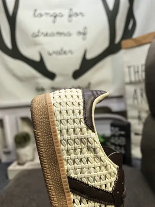 Adidas بيج بني أعلى نسيج منسوج شرائط جلد أحذية رياضية أسلوب الحياة 3