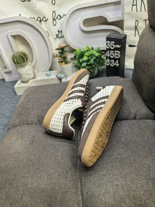 Adidas بيج بني أعلى نسيج منسوج شرائط جلد أحذية رياضية أسلوب الحياة 6