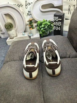Adidas بيج بني أعلى نسيج منسوج شرائط جلد أحذية رياضية أسلوب الحياة 8
