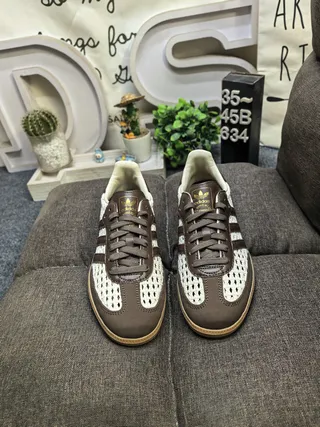 Adidas بيج بني أعلى نسيج منسوج شرائط جلد أحذية رياضية أسلوب الحياة 10