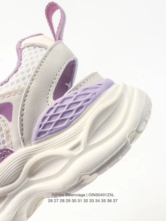 Adidas بيج أرجواني منصة نعل شبكي و صناعي طبقة علوية حذاء رياضي سميك 19