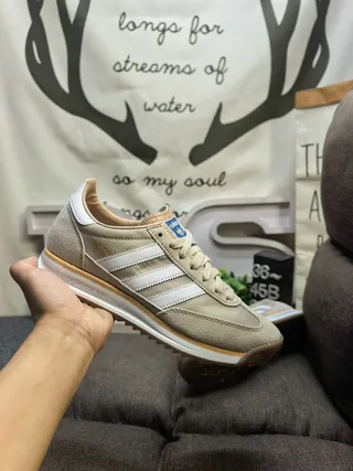 Adidas Beige White Suede Upper Three-Stripe Side Panel Lifestyle Sneakers 5