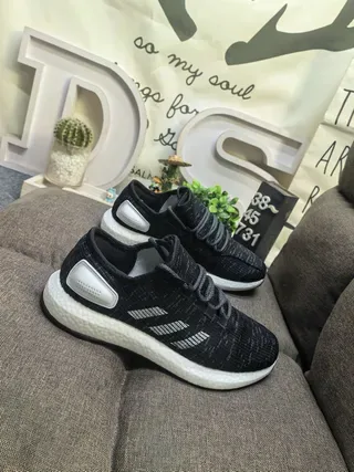 Adidas Chaussures Lifestyle Noires Grises Haut en Tricot Panneau Latéral à Trois Rayures 17