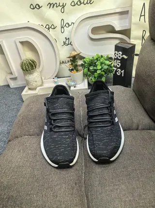 Adidas Chaussures Lifestyle Noires Grises Haut en Tricot Panneau Latéral à Trois Rayures 18