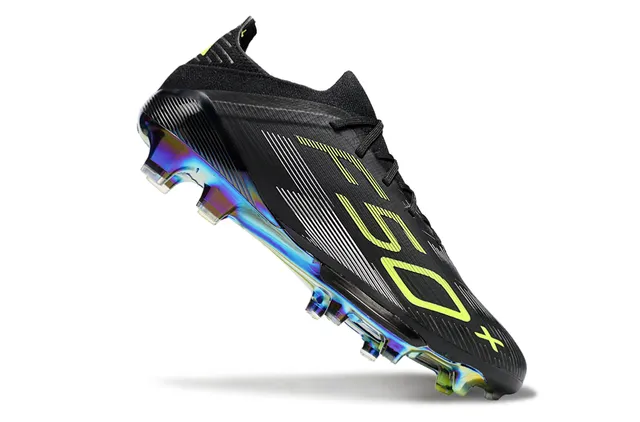 Adidas কালো সবুজ সিন্থেটিক উপর নিওন লাইম গ্রাফিক টেক্সট ফার্ম-গ্রাউন্ড ফুটবল জুতো 2