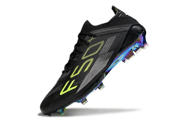 Adidas কালো সবুজ সিন্থেটিক উপর নিওন লাইম গ্রাফিক টেক্সট ফার্ম-গ্রাউন্ড ফুটবল জুতো 3