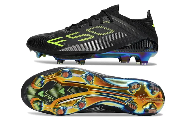 Adidas কালো সবুজ সিন্থেটিক উপর নিওন লাইম গ্রাফিক টেক্সট ফার্ম-গ্রাউন্ড ফুটবল জুতো 6