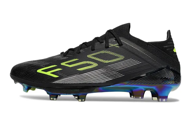 Adidas কালো সবুজ সিন্থেটিক উপর নিওন লাইম গ্রাফিক টেক্সট ফার্ম-গ্রাউন্ড ফুটবল জুতো 7