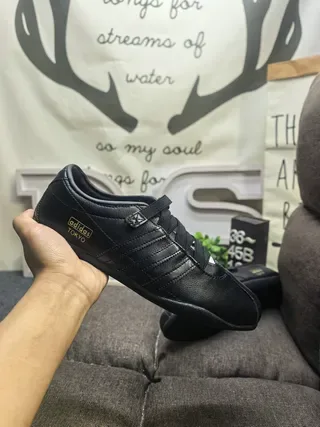 Adidas Black Leather Velcro Strap Low-Top Sneakers 5