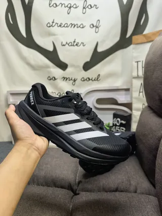 Adidas Black Orange Engineered Mesh Upper Three-Stripe Side Panel Running Shoes 5