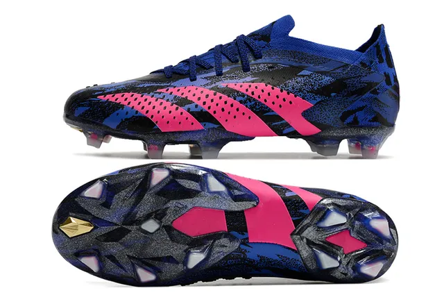 Adidas Black Pink Bottine de Football à Coupe Basse Empiègne Synthétique Texturée Ground Firme Chaussures de Football 14