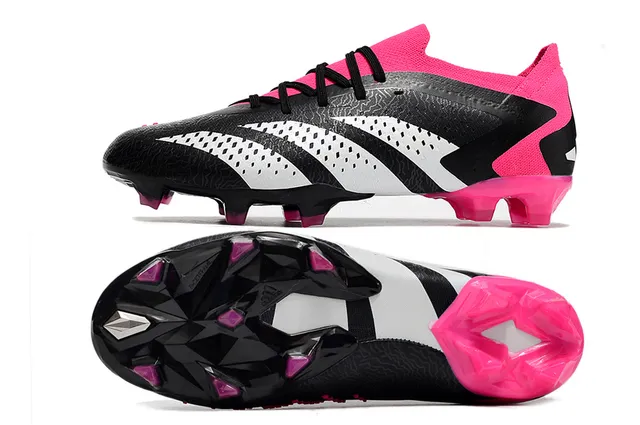 Adidas Black Pink Bottine de Football à Coupe Basse Empiègne Synthétique Texturée Ground Firme Chaussures de Football 21