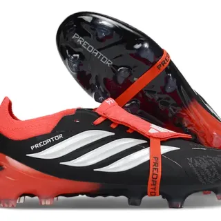 Adidas Noir Rouge Sans lacets Fermeture sangle Haut synthétique texturé Chaussures de football terrain ferme