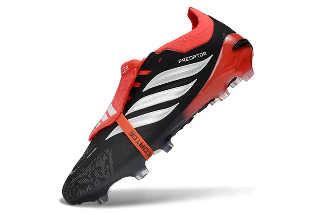 Adidas Preto Vermelho Sem Cadarços Fechamento de Tira Superior Sintética Texturizada Sapatos de Futebol Campo Firme 3
