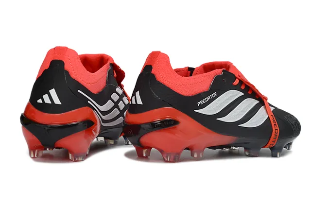 Adidas Preto Vermelho Sem Cadarços Fechamento de Tira Superior Sintética Texturizada Sapatos de Futebol Campo Firme 5