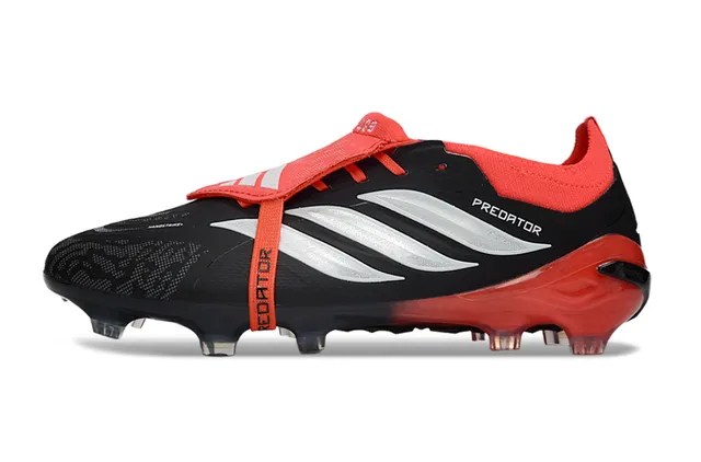 Adidas Preto Vermelho Sem Cadarços Fechamento de Tira Superior Sintética Texturizada Sapatos de Futebol Campo Firme 7