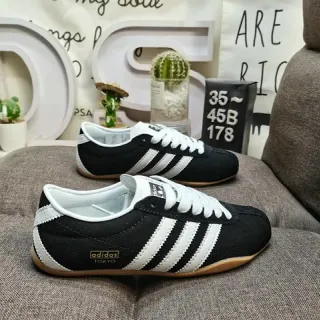 Adidas أسود أبيض قماش أعلى ثلاث خطوط حذاء رياضي أسلوب الحياة