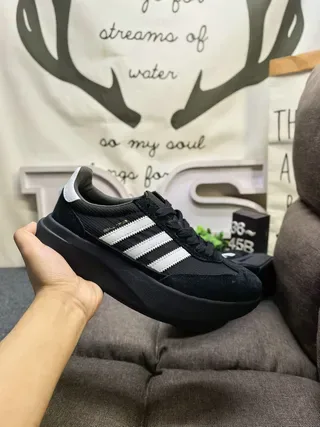 Adidas Black White Platform Sole Suede-Mesh Upper Lifestyle Sneakers 5