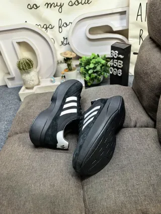 Adidas Black White Platform Sole Suede-Mesh Upper Lifestyle Sneakers 6