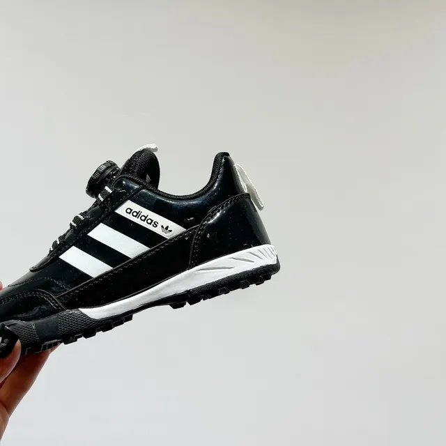 Adidas Black White Rotational Dial Closure Synthetic Patent Upper Indoor Soccer Shoes 15