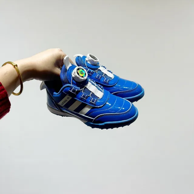 Adidas Black White Rotational Dial Closure Synthetic Patent Upper Indoor Soccer Shoes 19