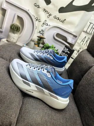 Adidas नीला-भूरा हल्का जाली ऊपरी तराशा फोम मिडसोल रनिंग जूते 7
