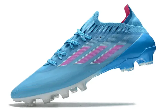 Adidas Chaussures de Football Bleu Rose de Bas Haut Upper de Maille TPU Cage Overlay Firm-Ground 3