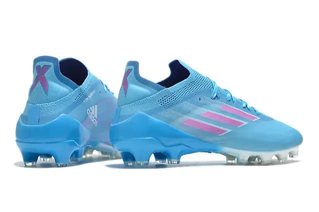 Adidas Chaussures de Football Bleu Rose de Bas Haut Upper de Maille TPU Cage Overlay Firm-Ground 5