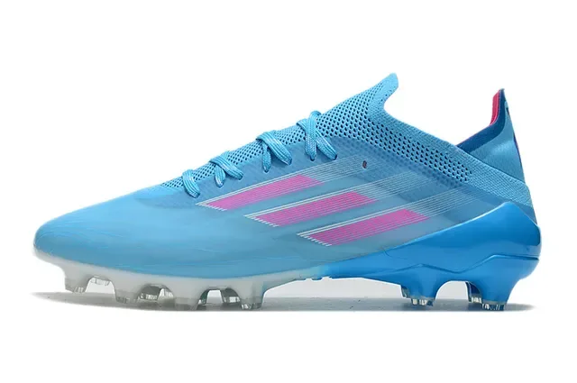 Adidas Chaussures de Football Bleu Rose de Bas Haut Upper de Maille TPU Cage Overlay Firm-Ground 7